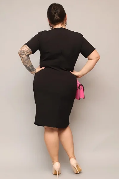 Plus size elegantní dámské černé šaty Moon