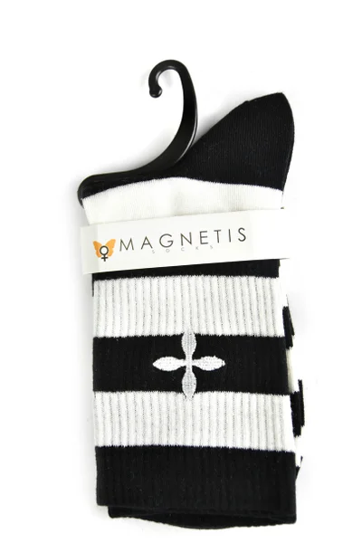 Dámské pruhované ponožky Magnetis černo-bílé