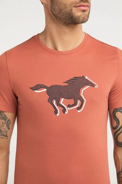 Světle oranžové pánské tričko s krátkým rukávem Mustang