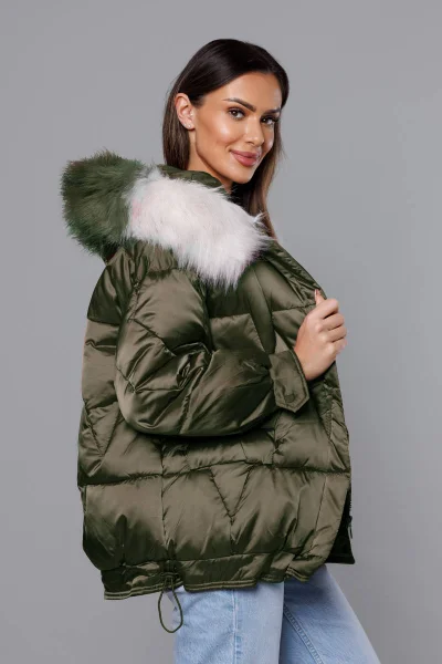Oversize khaki prošívaná bunda s kapucí Z-DESIGN
