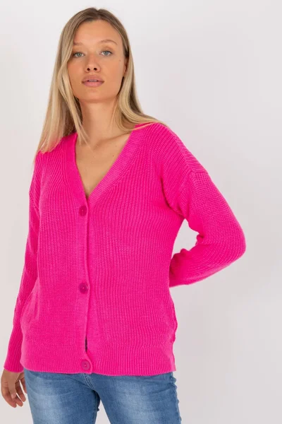 Dámský růžový svetr s knoflíky Rue Paris