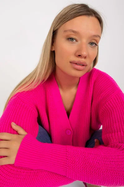 Dámský růžový svetr s knoflíky Rue Paris
