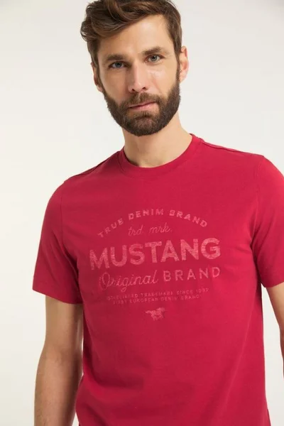 Pánské červené tričko s krátkým rukávem Mustang
