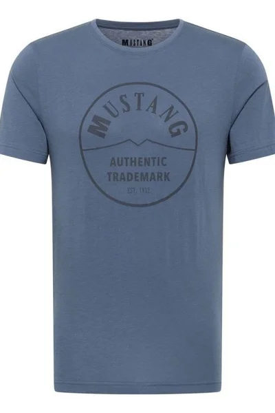 Modro-šedé pánské tričko s logem Mustang