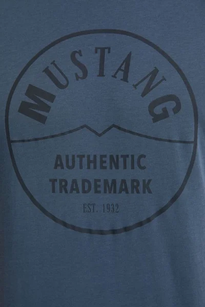 Modro-šedé pánské tričko s logem Mustang