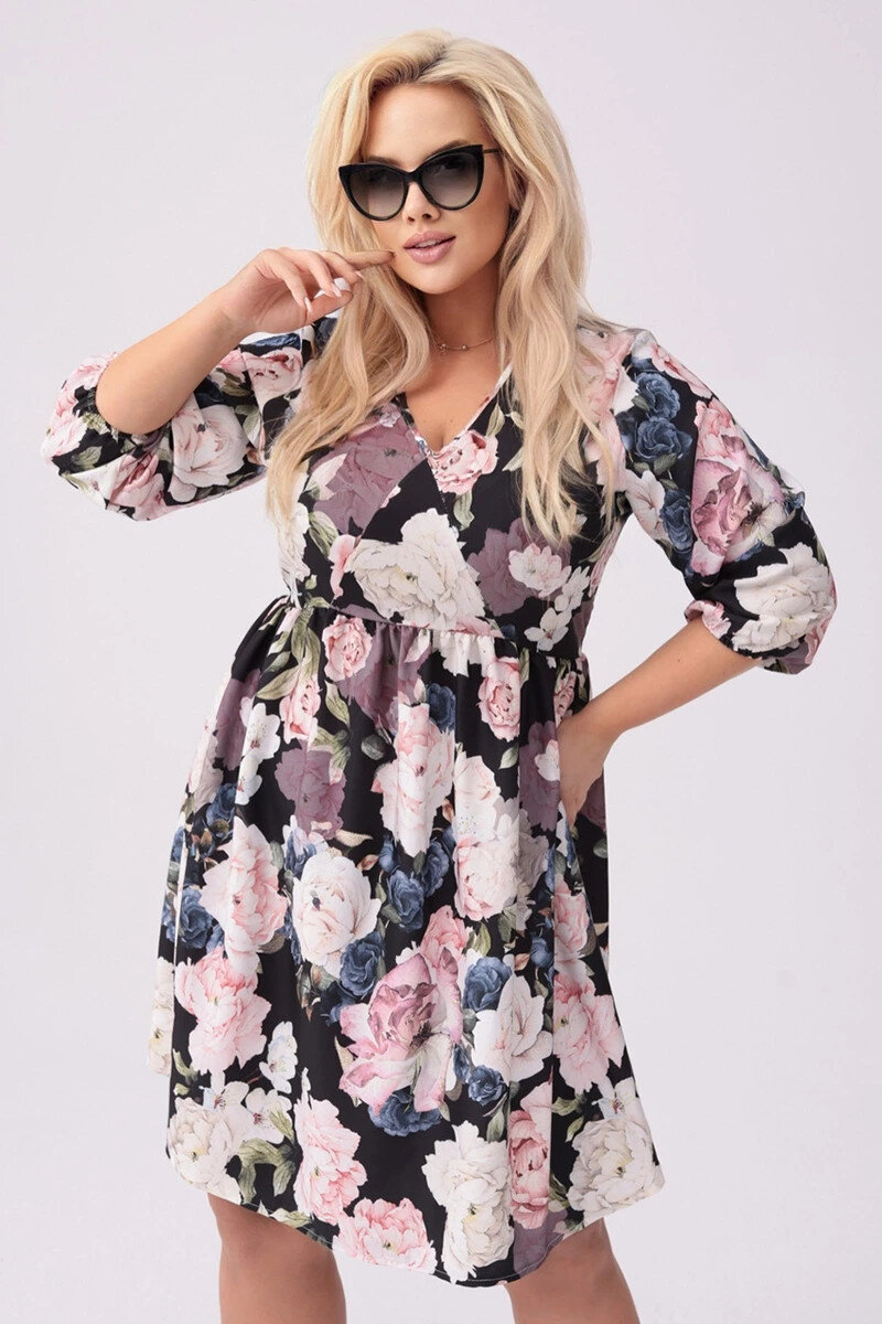 Plus size dámské šaty s květovaným potiskem Moon, odstíny bílé XXL (44) i392_24041-48