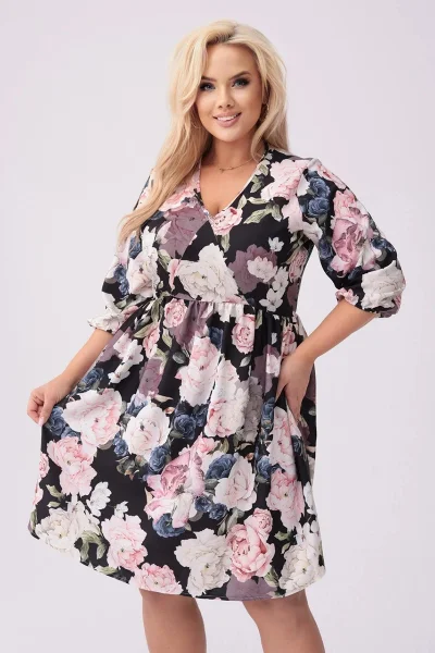 Plus size dámské šaty s květovaným potiskem Moon