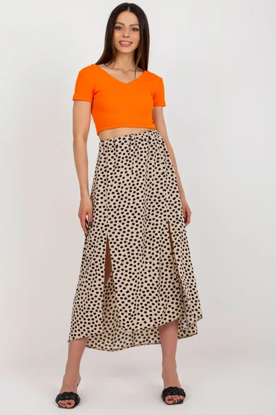 Midi vzorovaná dámská sukně s rozparky FPrice