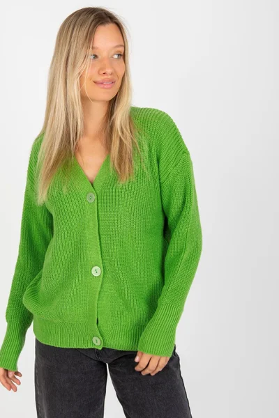 Dámský zelený svetr s knoflíky Rue Paris