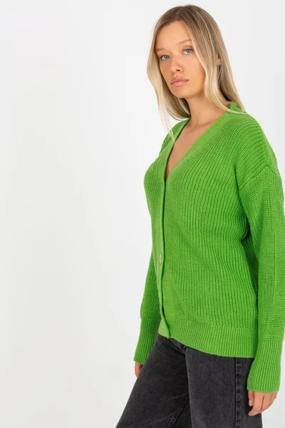 Dámský zelený svetr s knoflíky Rue Paris