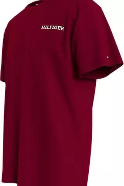 Vínové pánské bavlněné tričko s krátkým rukávem Tommy Hilfiger