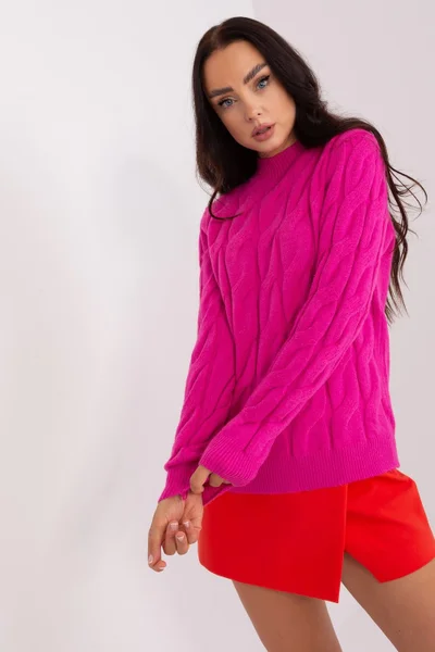 Neon růžový dámský moderní svetr AT