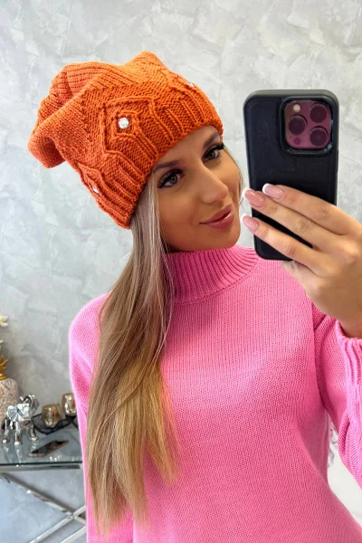 Dámská oranžová zimní beanie čepice Kesi