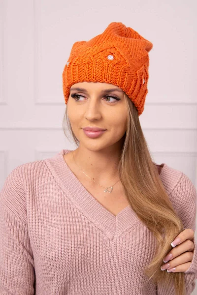 Dámská oranžová zimní beanie čepice Kesi