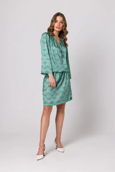 Volné zelené letní šaty ke kolenům Style