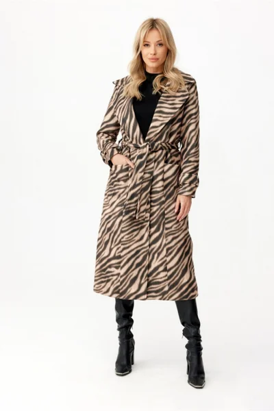 Moderní dámský kabát Roco Fashion zvířecí vzor