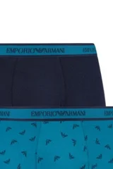 Modré bavlněné vzorované pánské boxerky 2 ks Emporio Armani