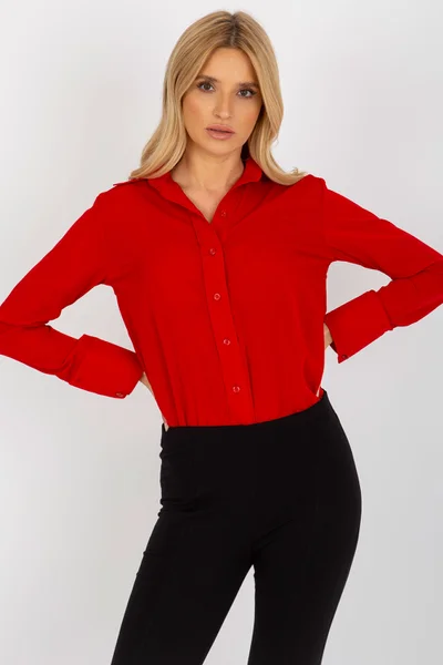 Červená propínací dámská košile FPrice