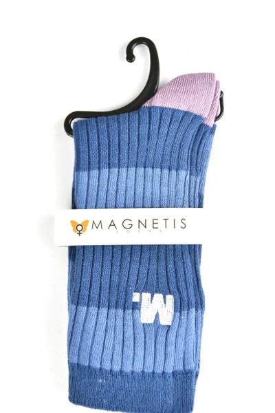 Modré pruhované dámské ponožky Magnetis