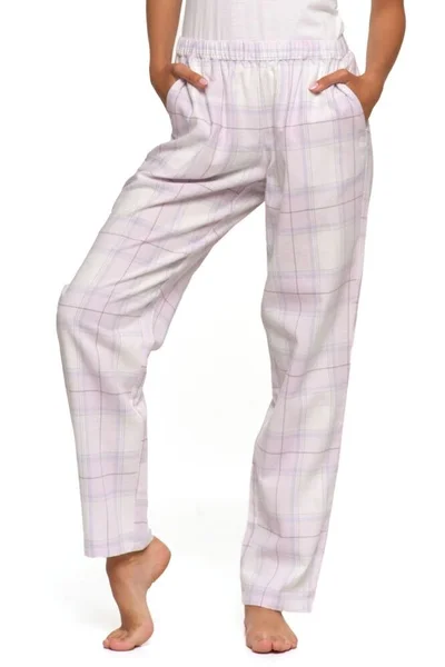 Světle růžové dámské bavlněné pyžamové kalhoty Moraj