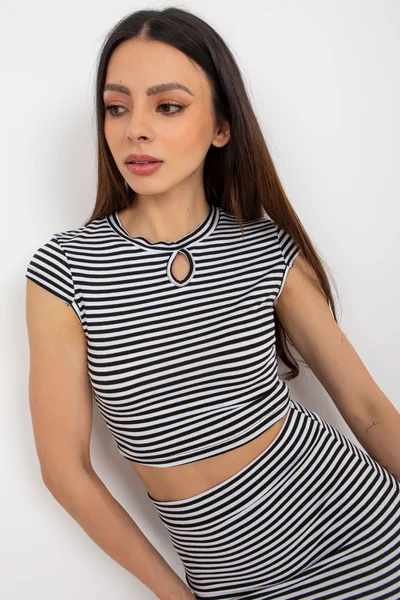 Pruhovaný dámský set FPrice crop top a sukně