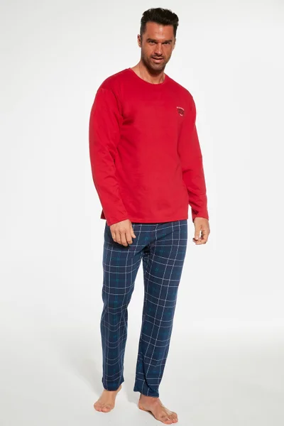 Bavlněné pánské pyžamo Cornette modro-červené