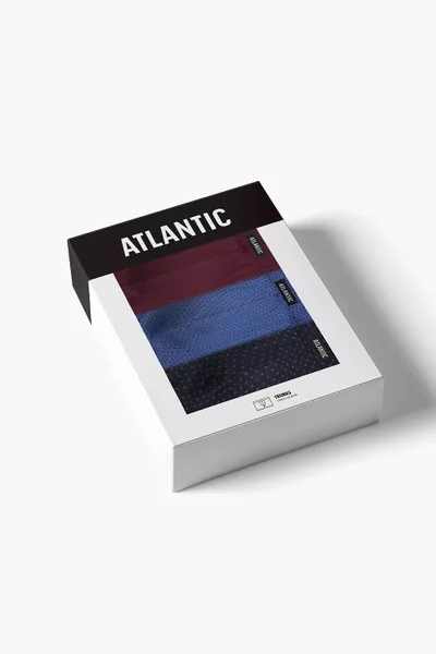 Atlantic Pánské Komfortní Boxerky 3ks - Černá/Růžová