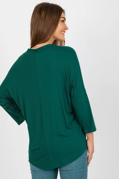 Dámské smaragdové volné tričko s dlouhým rukávem FPrice