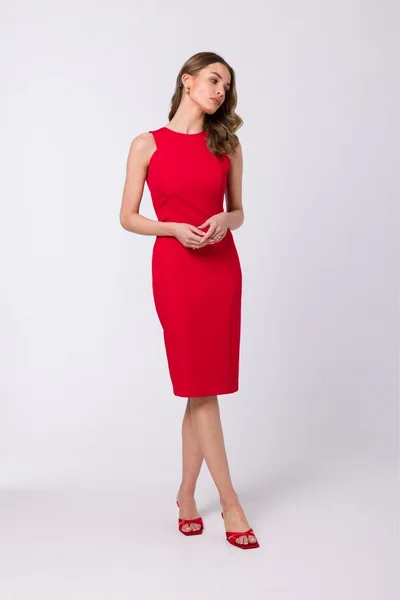 Červené přiléhavé šaty ke kolenům Style