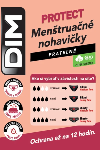Dámské menstruační noční kalhotky s krajkou DIM MENSTRUAL LACE SLIP - DIM -