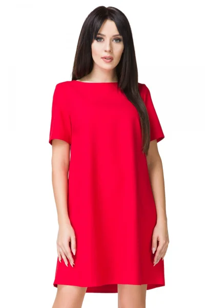 Červené dámské šaty Tessita rovný střih