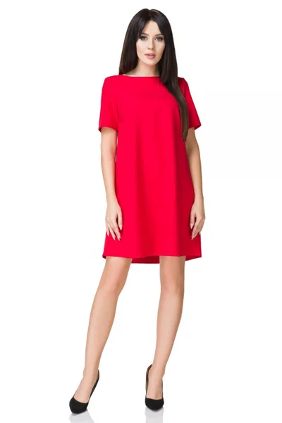 Červené dámské šaty Tessita rovný střih