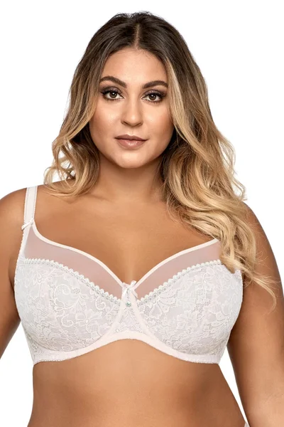 Bílá krajková plus size podprsenka Ava