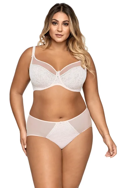 Bílá krajková plus size podprsenka Ava