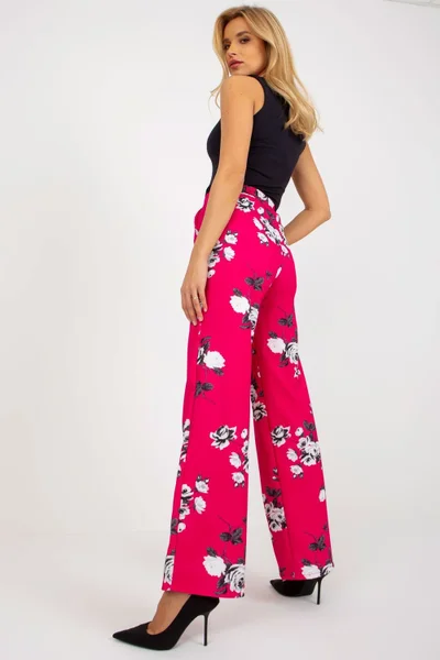 Růžové dámské kalhoty se širokými nohavicemi Lakerta