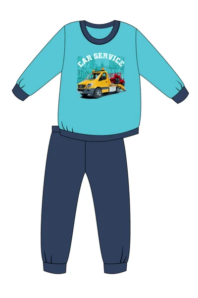 Modré pyžamo pro chlapce s potiskem auta Cornette