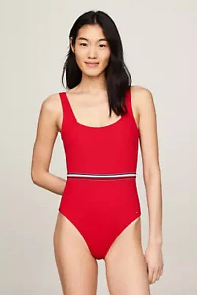 Červené jednodílné dámské plavky Tommy Hilfiger