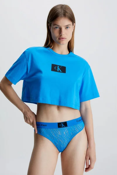 Dámský modrý crop top z organické bavlny Calvin Klein