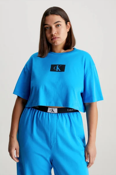 Dámský modrý crop top z organické bavlny Calvin Klein
