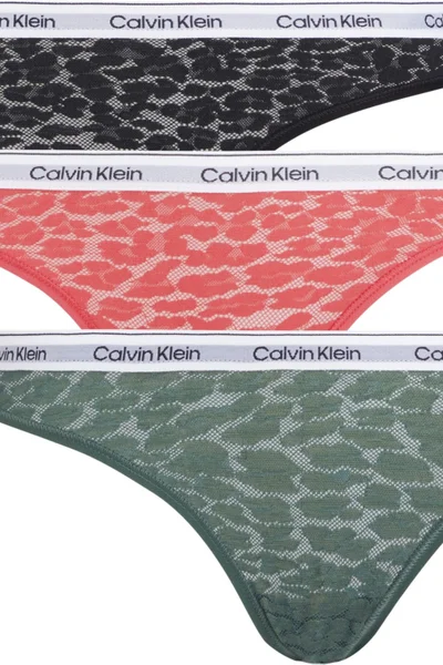 Částečně průhledné dámské kalhotky s leopardí krajkou Calvin Klein