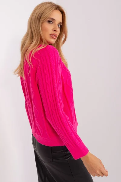 Tmavě růžový dámský propínací svetr AT