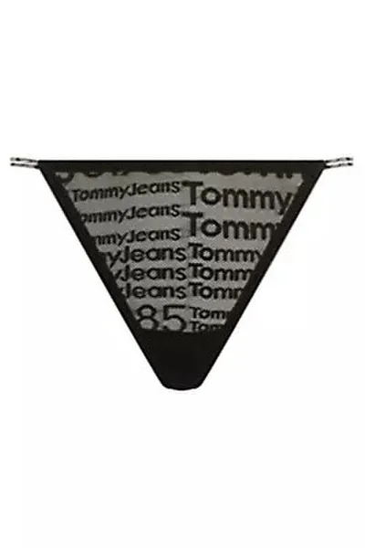 Černá dámská tanga s nápisy Tommy Hilfiger