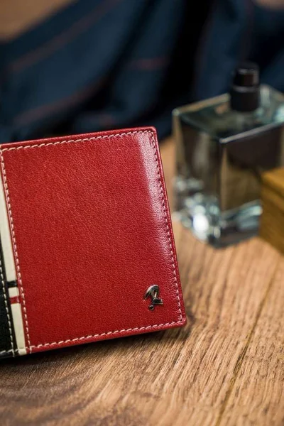 Červeno-černá kožená peněženka pro muže FPrice
