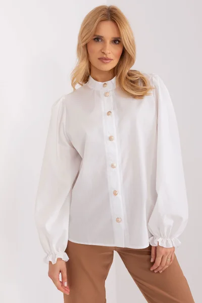 Bílá dámská košile s nabíranými rukávy Lakerta