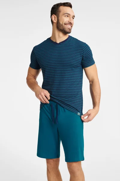 Dvoubarevné pánské kraťasové pyžamo z bavlny Henderson