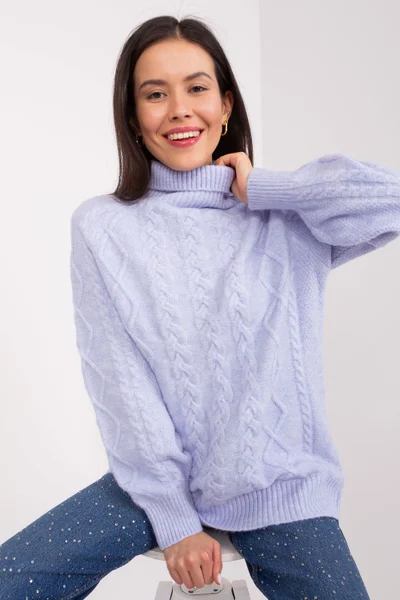 Lila ležérní dámský pletený svetr AT
