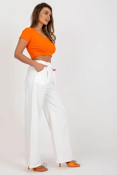 Elegantní dámské široké kalhoty FPrice bílé