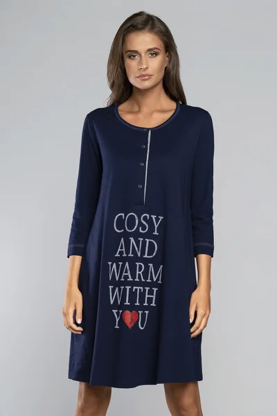 Tmavě modrá dámská noční košile pro těhotné Italian Fashion