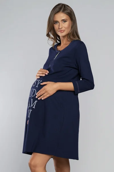 Tmavě modrá dámská noční košile pro těhotné Italian Fashion