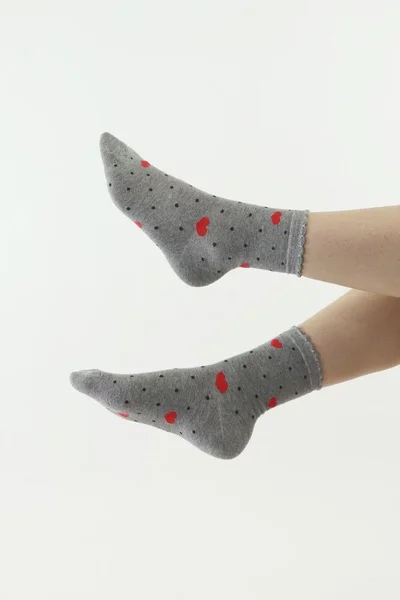 Unisex šedé srdíčkované vysoké ponožky Moraj